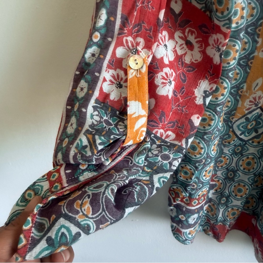 Ruby Rd Eclectic Patchwork Floral Pleated Blouse … - image 3